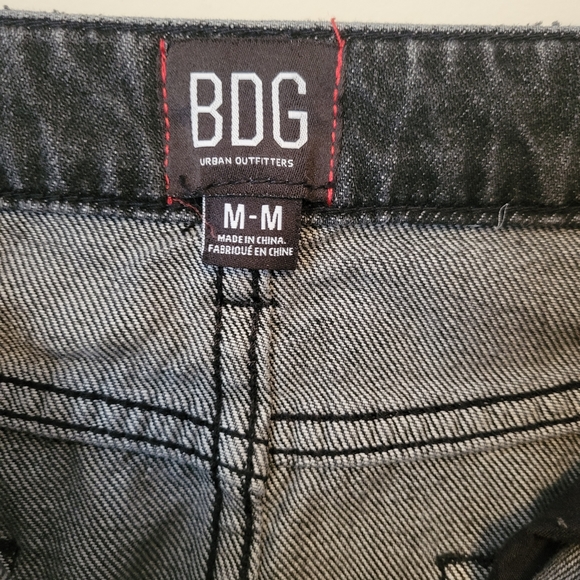 BDG Urban Outfitters Washed Black Distressed Mini Jean Skirt, Size Medium - Picture 2 of 4